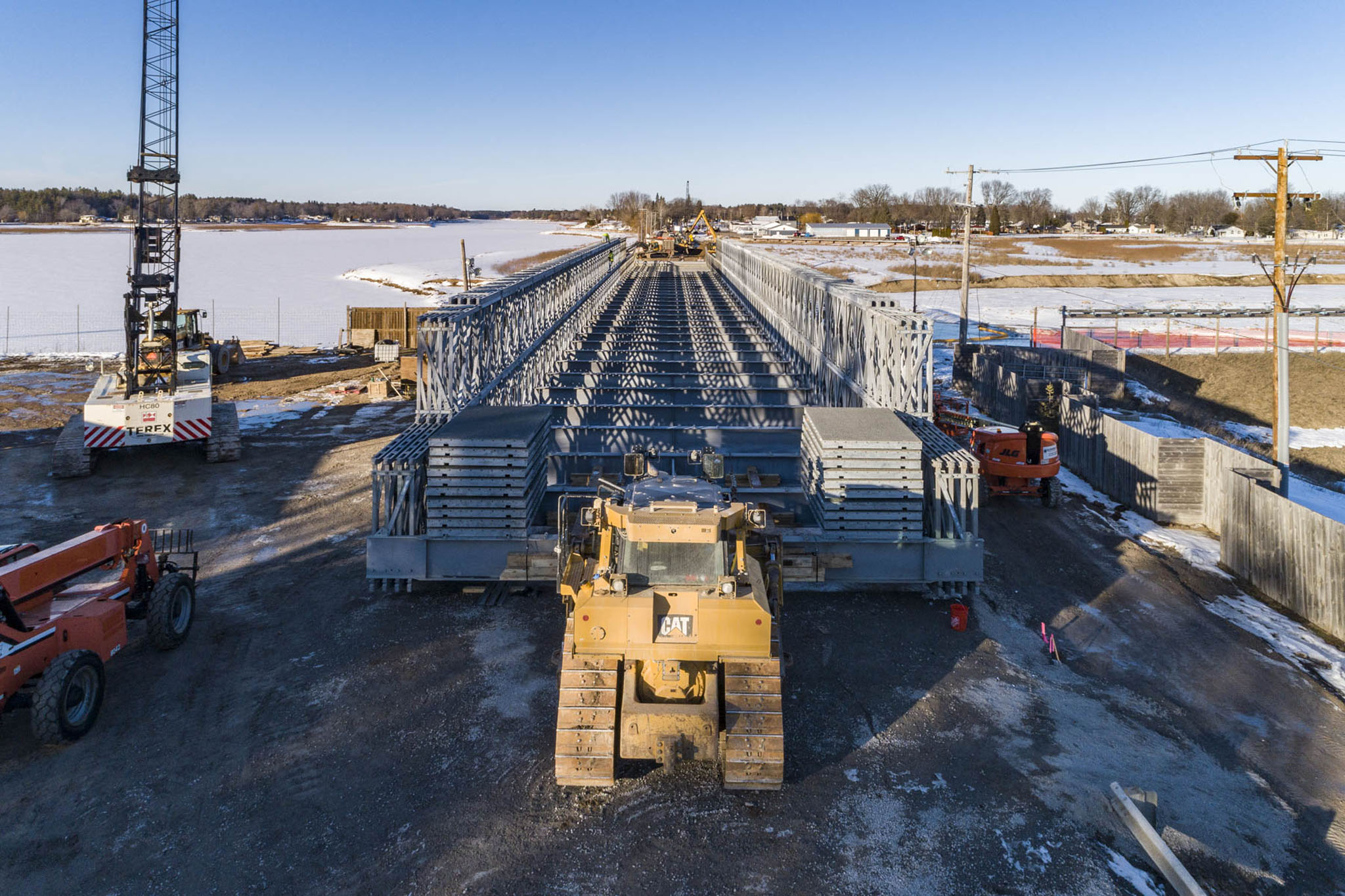 M-30 Tobacco River,  Acrow temporary bridge, prepping for launch.